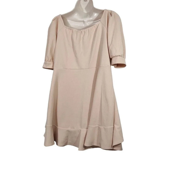 Boohoo Beige Surplice V-neck Mini Dress Women Size 16 Short Sleeve FLAW - Picture 4 of 8